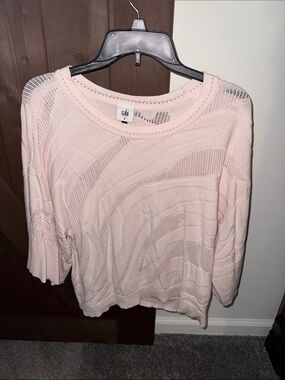 CAbi Light Pink Open-Knit Sweater Top